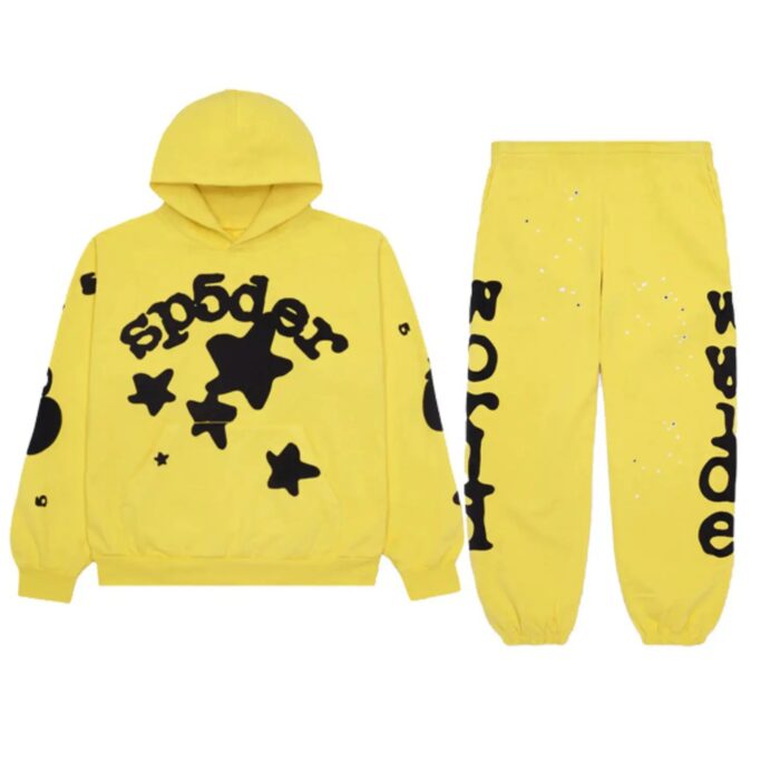 The Sp5der Beluga Tracksuit – Gold brings a bold, high-energy vibe to your wardrobe with its striking gold tone and signature Beluga detailing. Designed for those who move with confidence and style, this full t