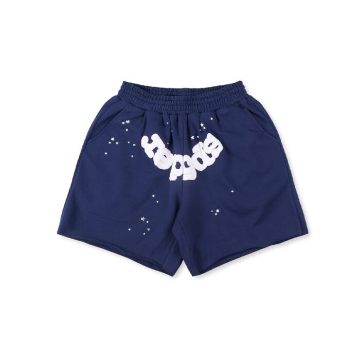 Sp5der OG Web Logo Sweat Short - Navy Blue