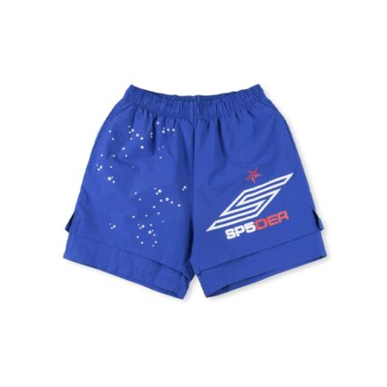 The Sp5der Pro Double Layer Short – Blue blends modern streetwear aesthetics with functional comfort. Crafted from a high-quality cotton blend, these shorts feature a vibrant Blue hue and a dynamic double-layer design
