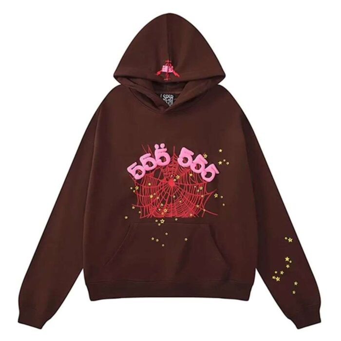 Sp5der Worldwide 55555 Hoodie - Coffee