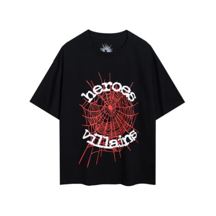 Spider Heroes Villains T Shirt - Black