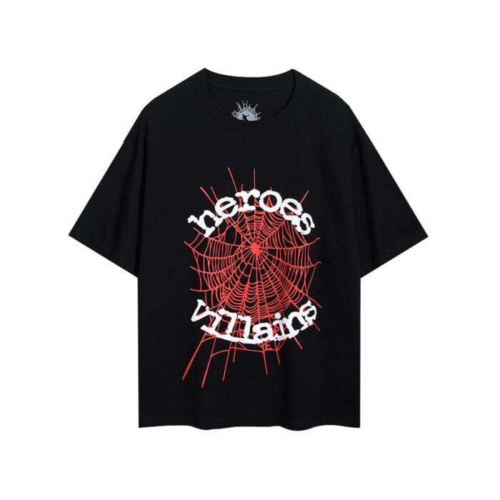 Spider Heroes Villains T Shirt - Black